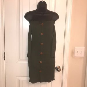 Olive Green Off The Shoulder Dress